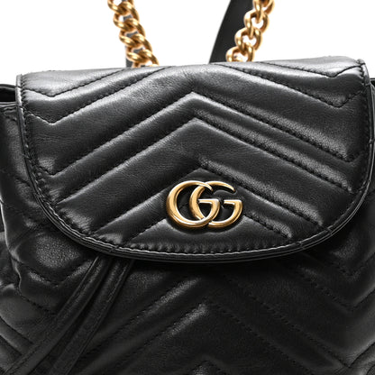 Gucci Calfskin Matelasse GG Marmont Flap Backpack Black 8 of 10