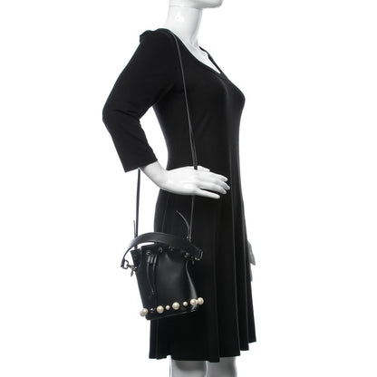 Fendi Vitello Liberty Pearl F is Mini Mon Tresor Bucket Bag Black 2 of 10