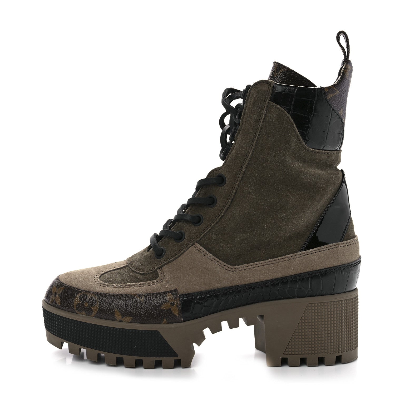 Louis Vuitton Suede Calfskin Monogram Laureate Platform Desert Boots 35.5 Taupe 1 of 9