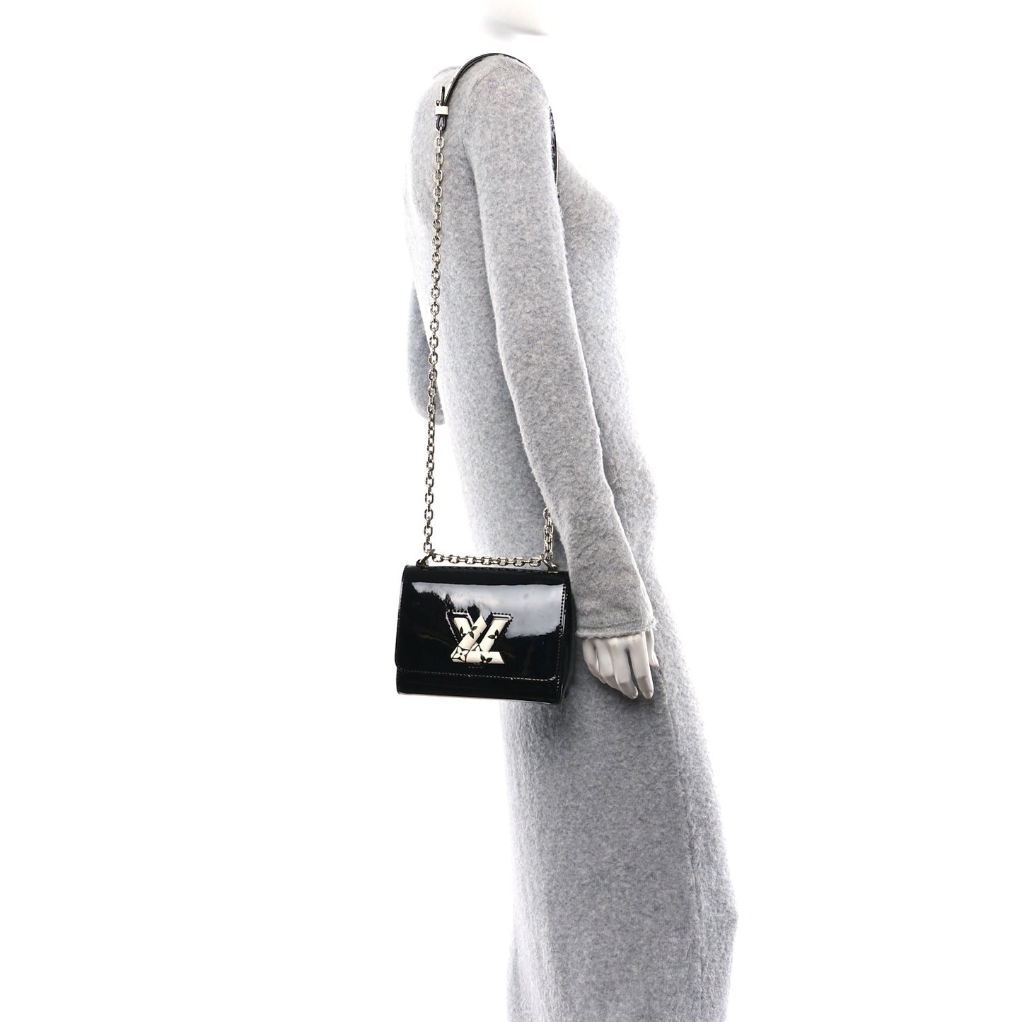 Patent Monogram Twist Shoulder Bag PM Black