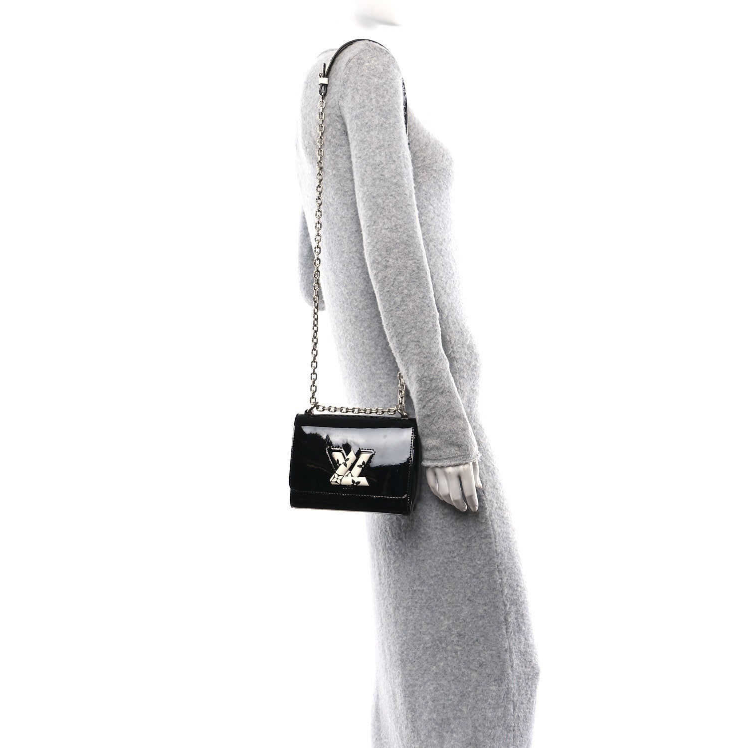 Louis Vuitton Patent Monogram Twist Shoulder Bag PM Black 2 of 10