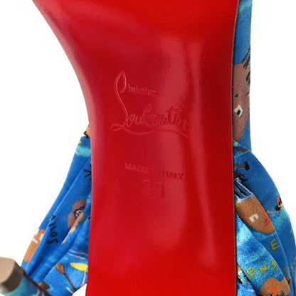 Christian Louboutin Crepe Satin Greekaba Du Desert 100 Sandal 39 Blue Multicolor 6 of 8