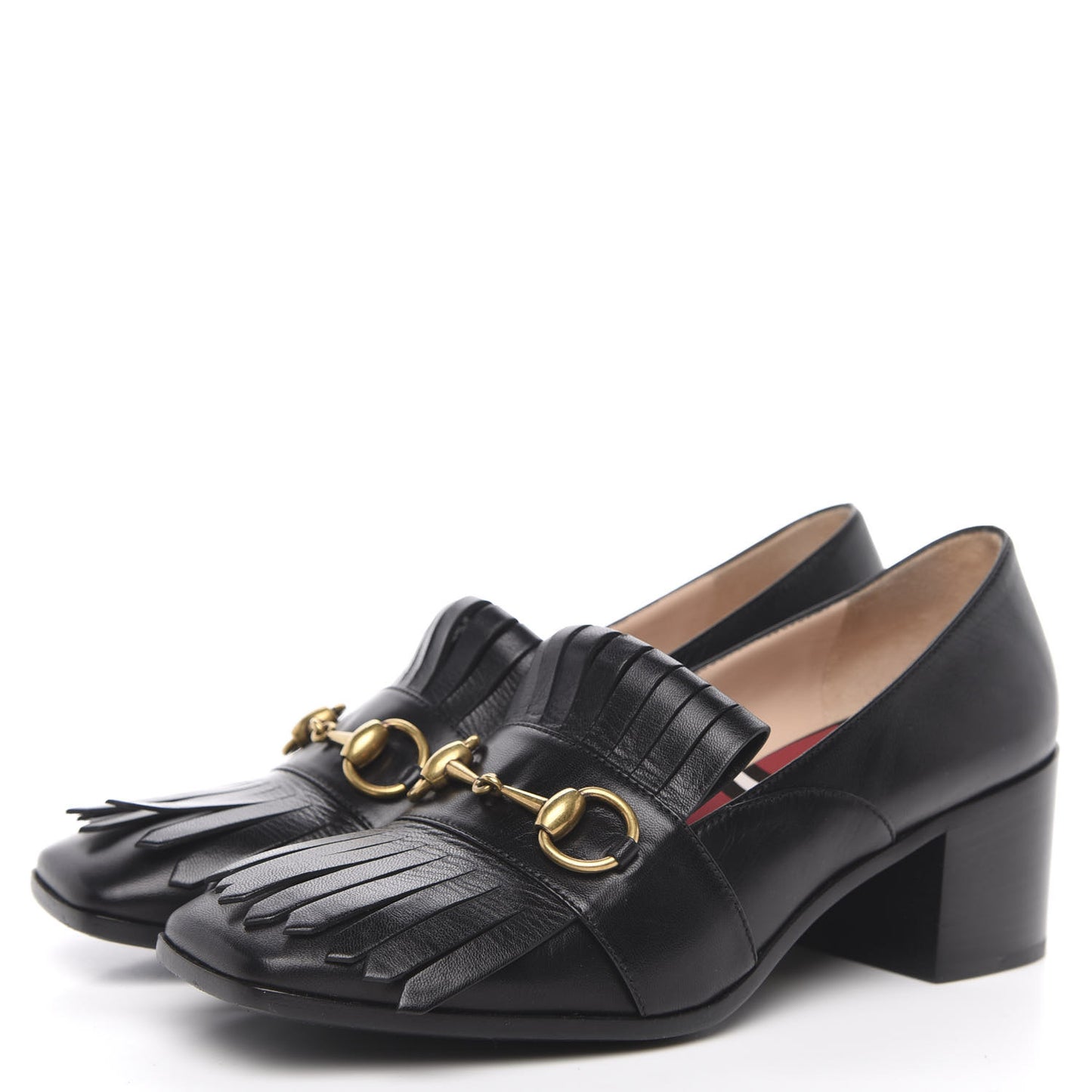 Malaga Kid Polly Kiltie Fringe 55mm Loafer Pumps 38 Black