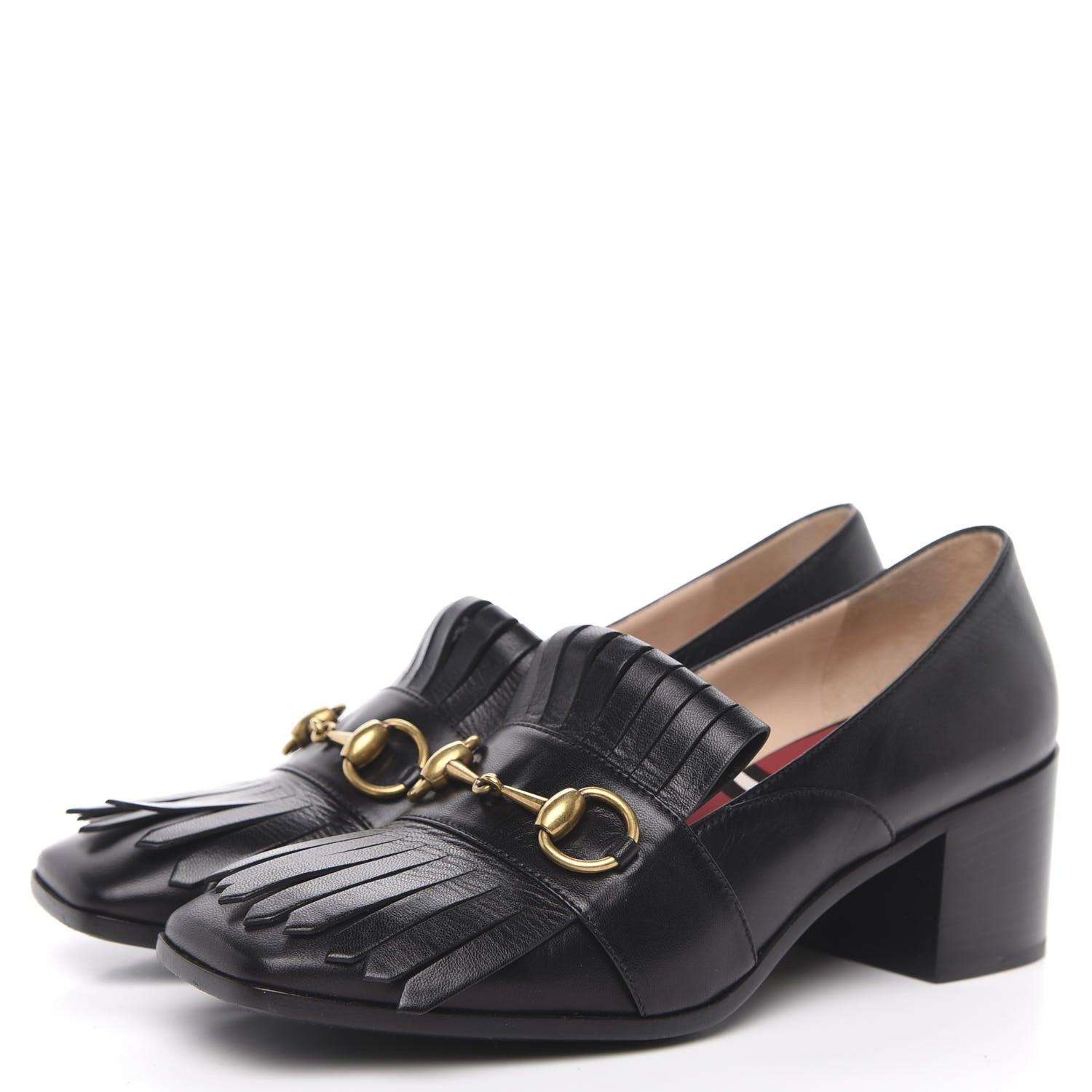 Gucci Malaga Kid Polly Kiltie Fringe 55mm Loafer Pumps 38 Black 3 of 9