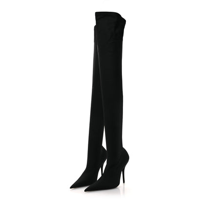 Balenciaga Matte Spandex Pointed Toe Knife 110mm Thigh High Boots 39 Black 4 of 8