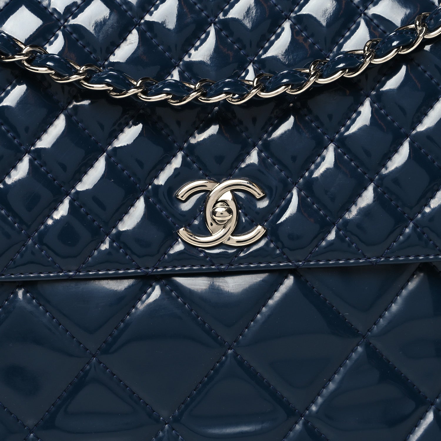 Chanel Vinyl Quilted In the Business Flap Bag Navy Blue 8 of 13