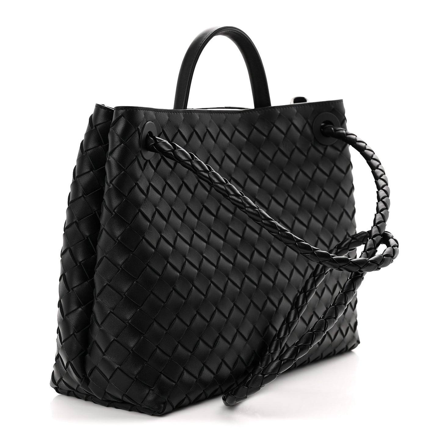 Nappa Intrecciato Medium Andiamo Shoulder Bag Black