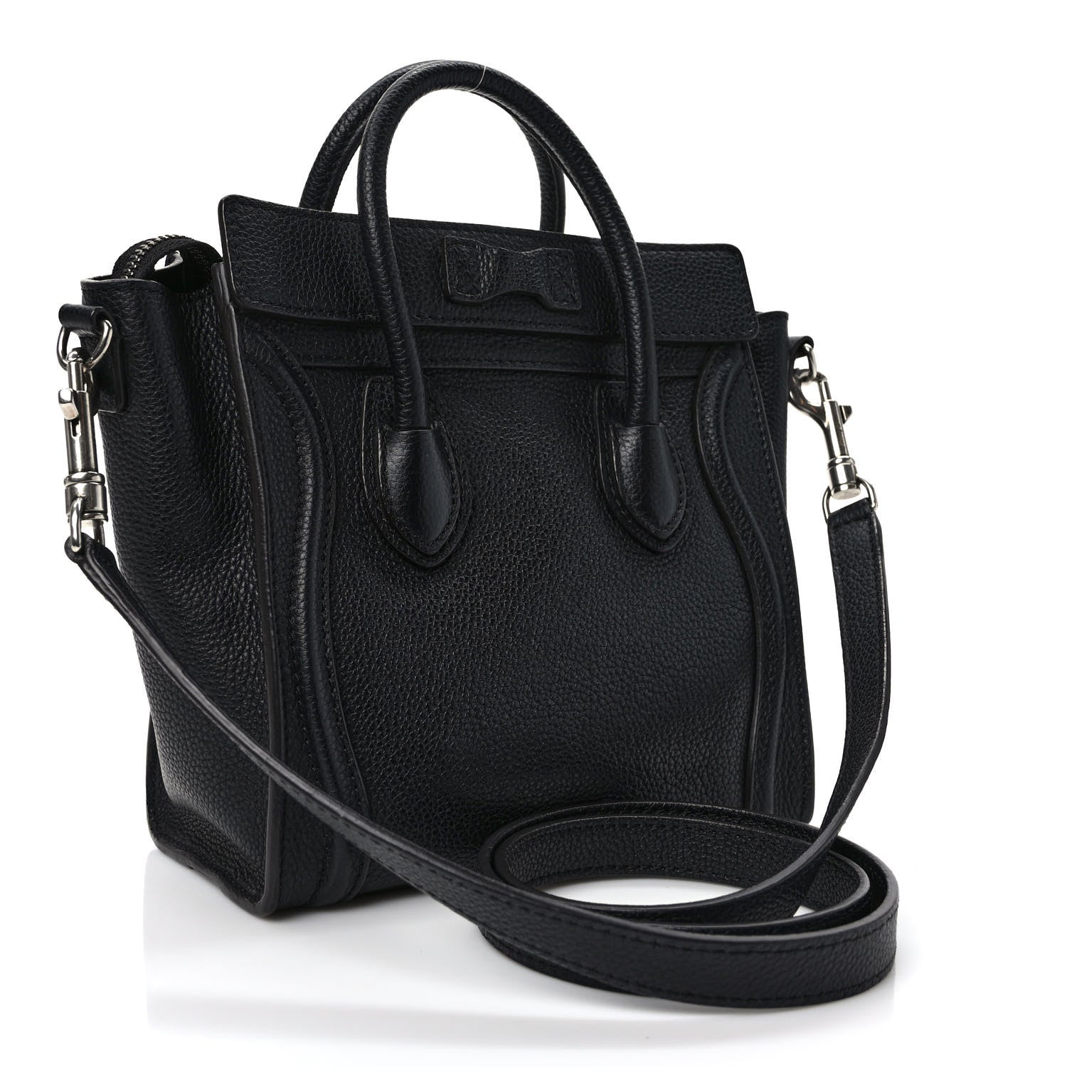 Celine Drummed Calfskin Nano Luggage Black 3 of 8