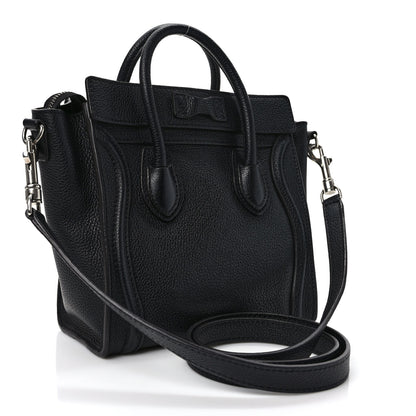 Celine Drummed Calfskin Nano Luggage Black 3 of 8