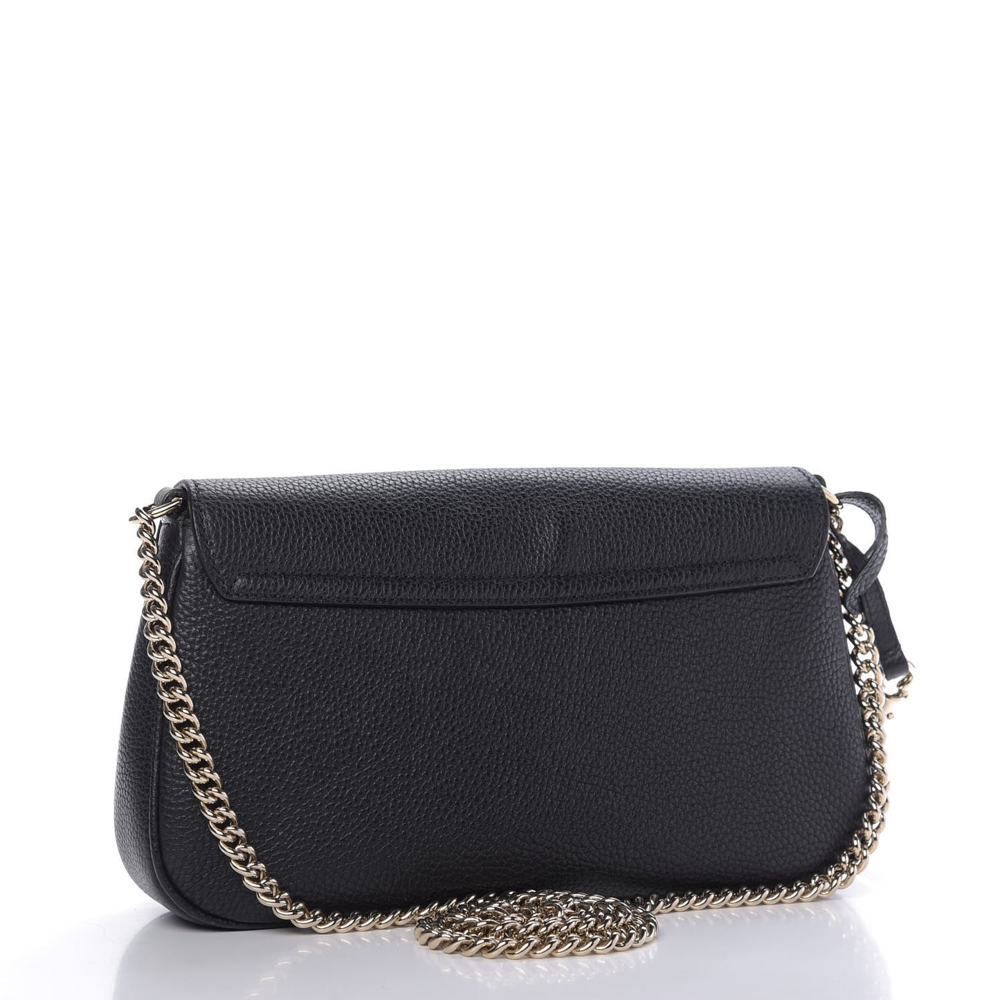 Pebbled Calfskin Medium Soho Flap Crossbody Black