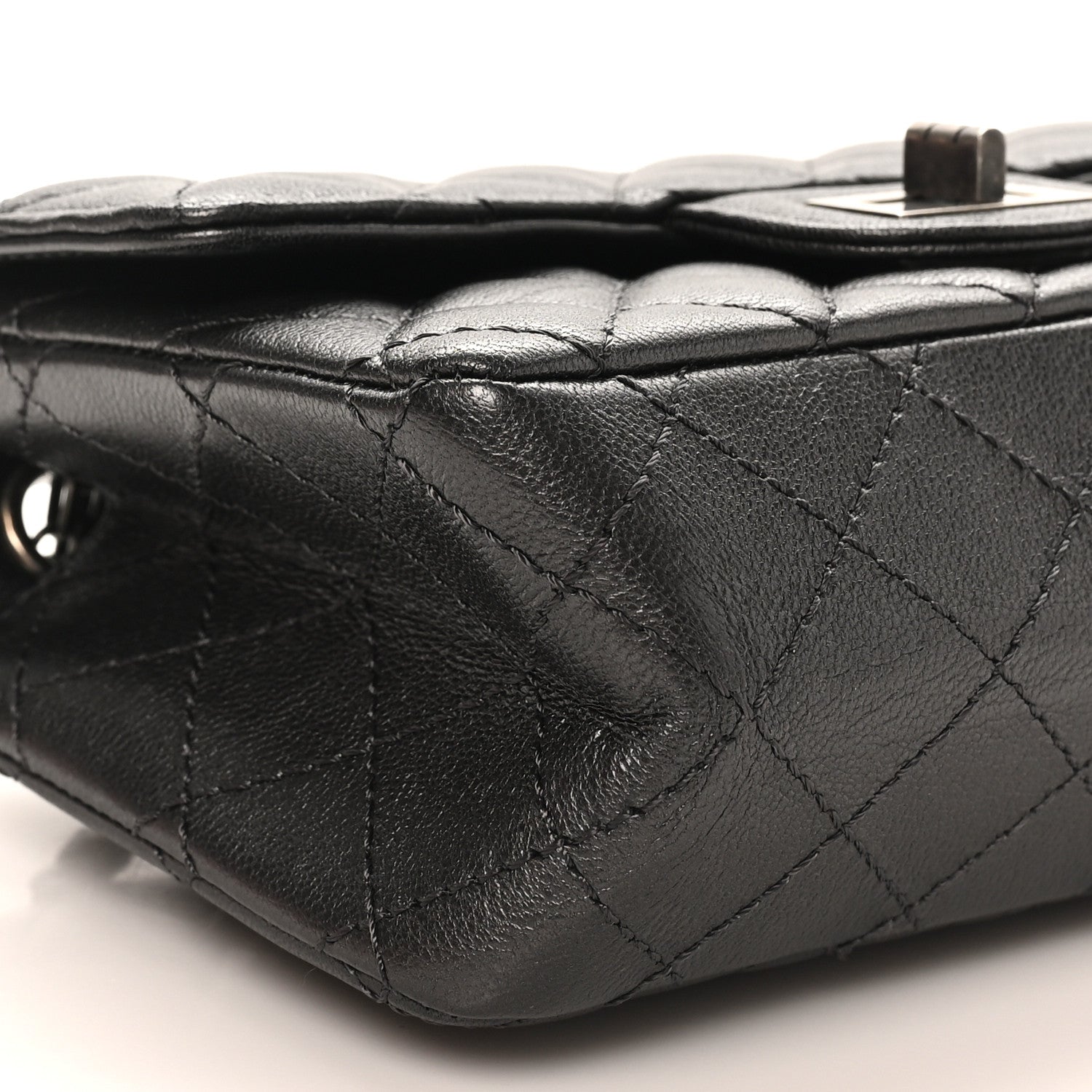 Chanel Metallic Sheepskin Quilted 2.55 Reissue Mini Flap Dark Silver 9 of 10