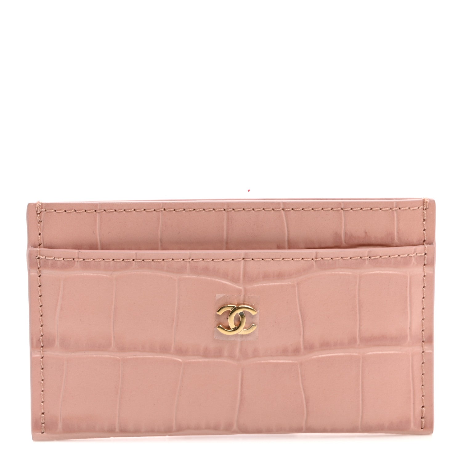 Chanel Calfskin Crocodile Embossed Crococo Card Holder Pink 1 of 7