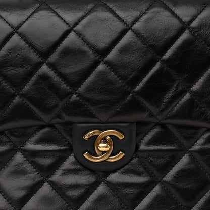Chanel Glazed Calfskin Quilted Medium Gold Bar Top Handle Flap Black 8 of 12