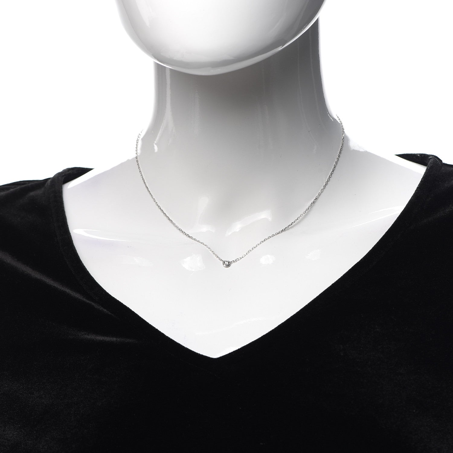Cartier 18K White Gold Diamond SM D'Amour Pendant Necklace 2 of 5