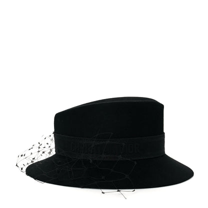 Christian Dior Rabbit Felt Veil Hat 57 Black 4 of 7