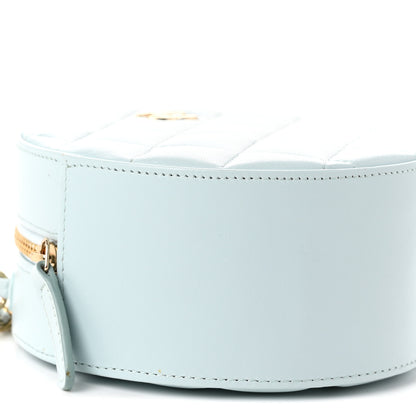 Chanel Iridescent Lambskin Quilted Coco Bow Round Clutch With Chain Light Blue 9 of 10