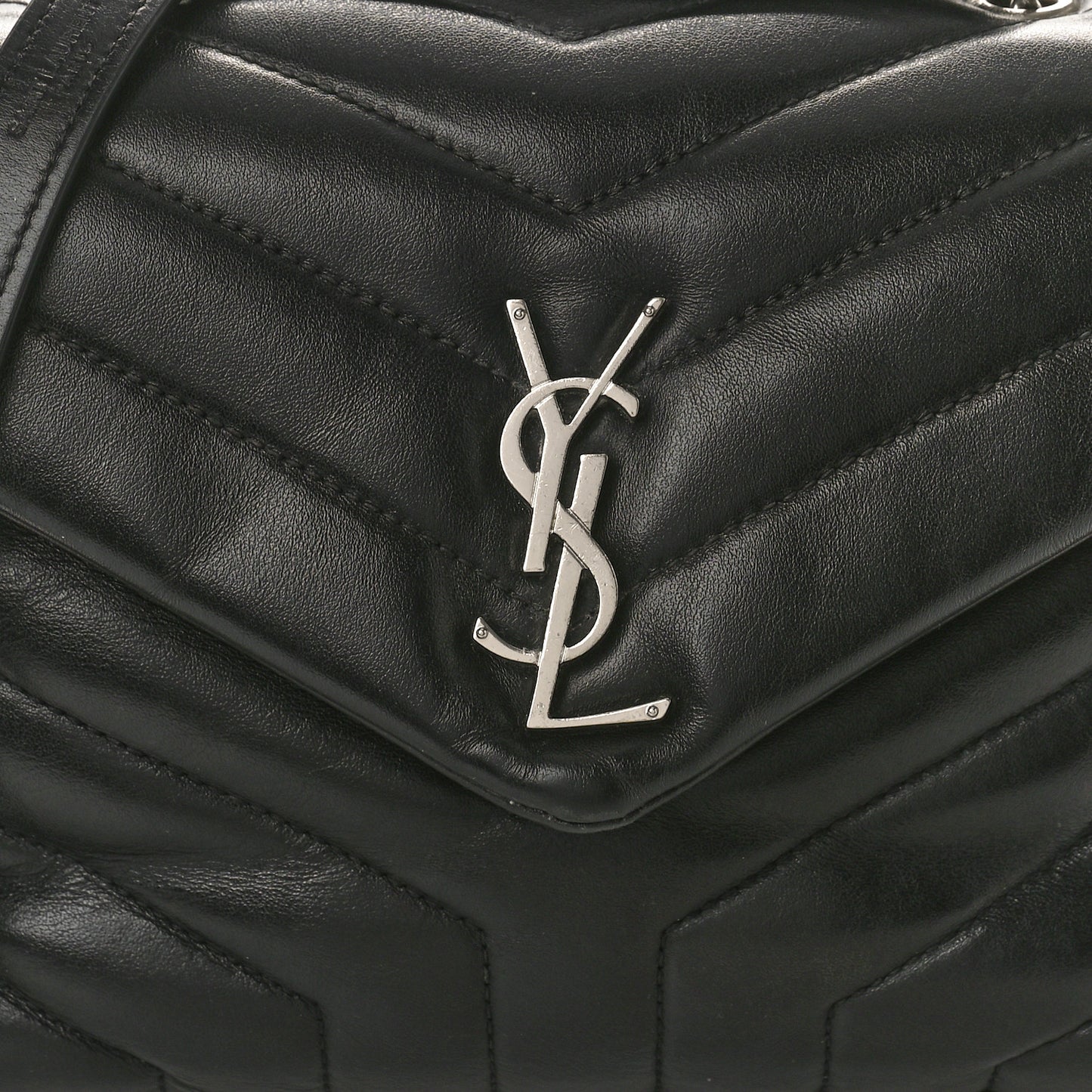 Calfskin Y Quilted Monogram Small Loulou Chain Satchel Black