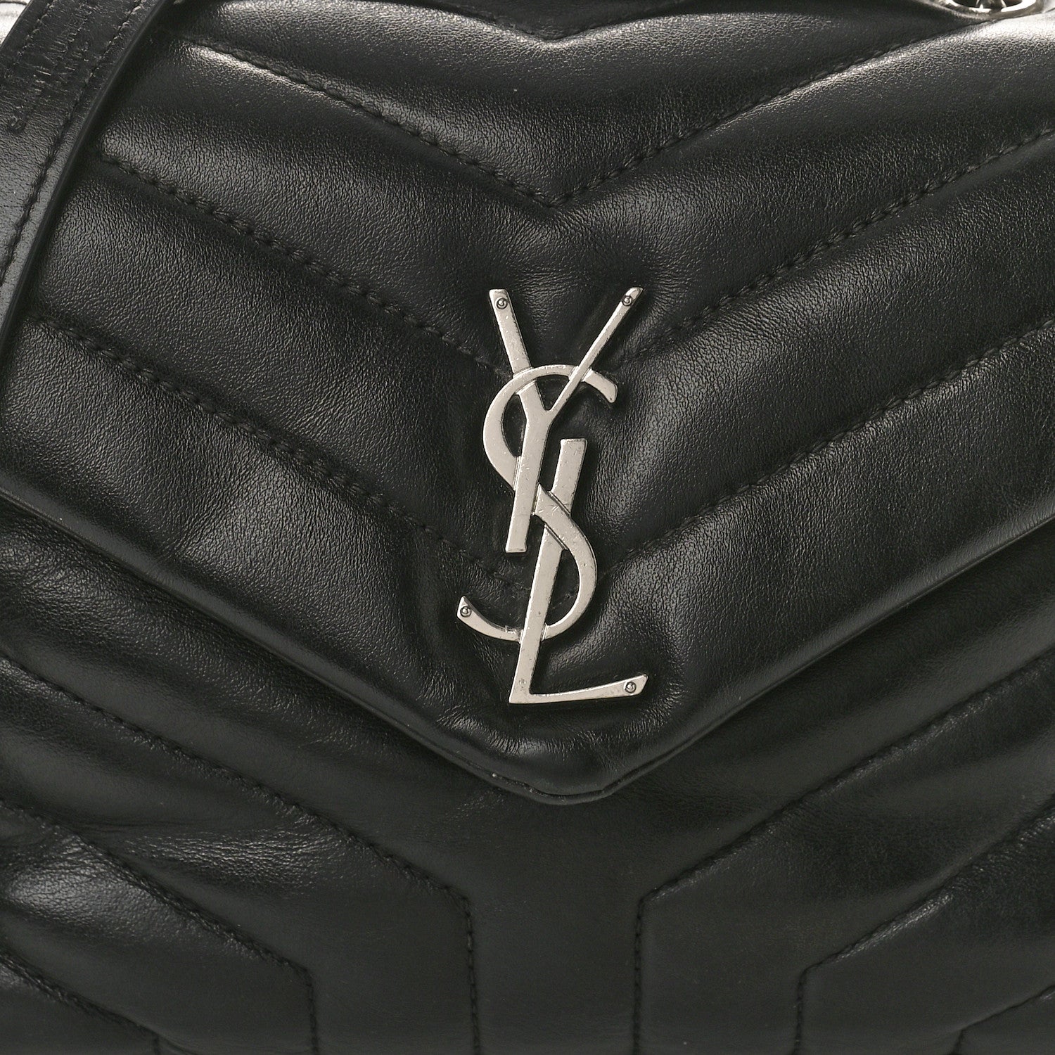 Saint Laurent Calfskin Y Quilted Monogram Small Loulou Chain Satchel Black 8 of 11