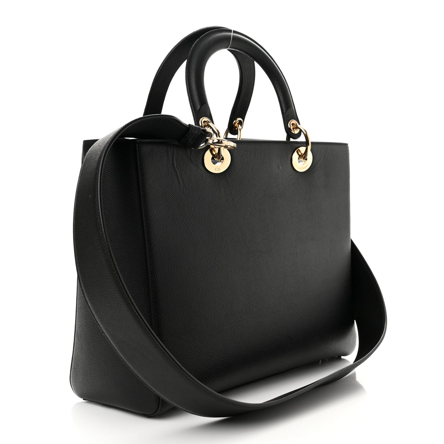 Grained Calfskin Large Lady Dior Black