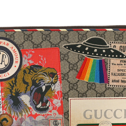 Gucci GG Supreme Monogram Courrier Embroidered UFO Pouch 8 of 9