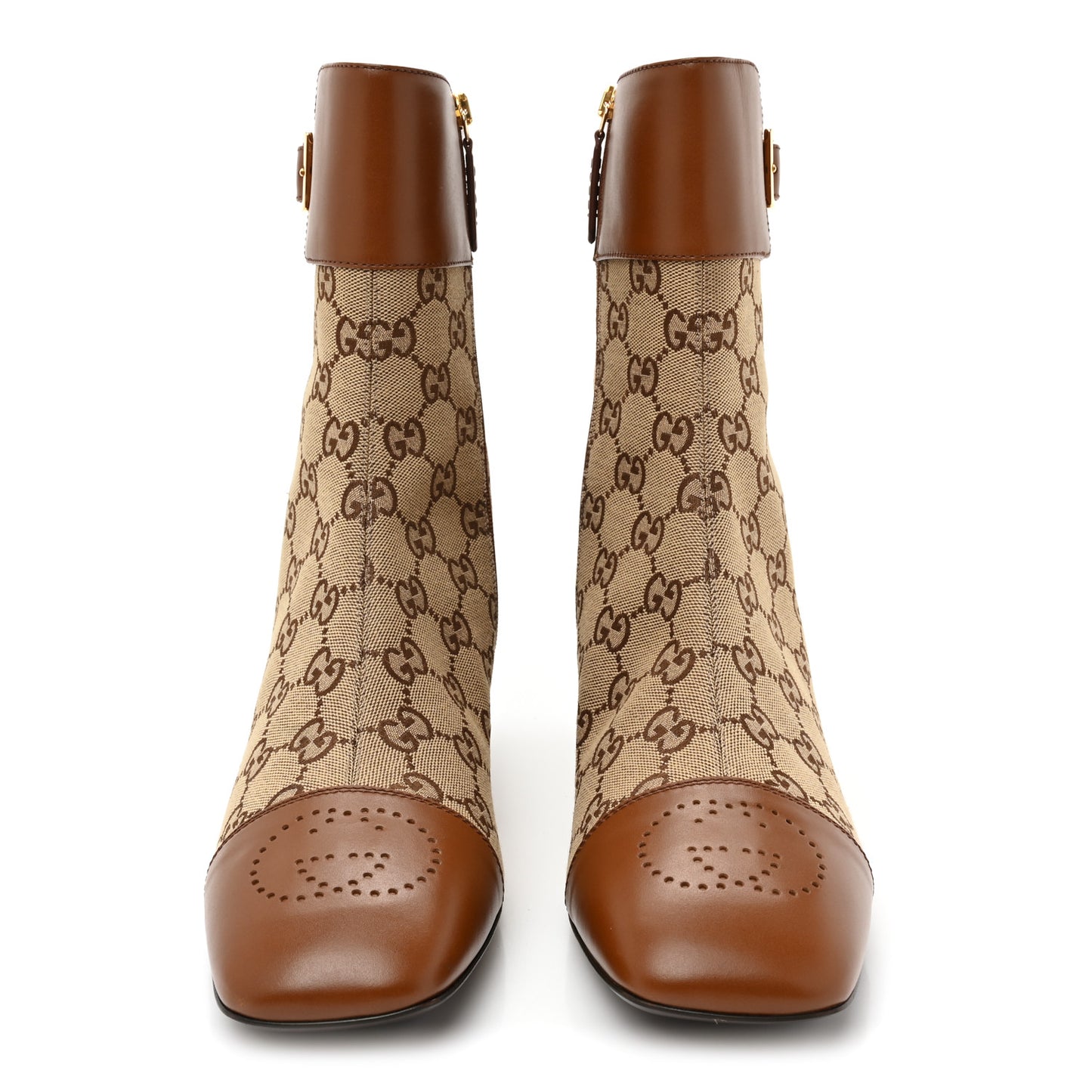 Monogram Cordovan Lux GG Ankle Boots 41.5 Beige Cuir