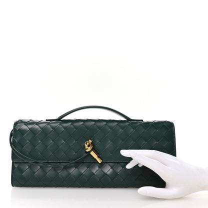 Bottega Veneta Nappa Intrecciato Long Andiamo Top Handle Clutch Emerald Green 2 of 10