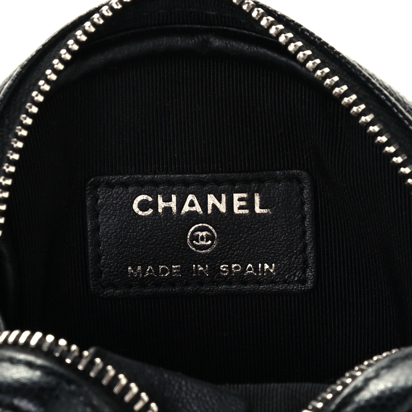 Iridescent Caviar Quilted Zip Around Classic Coin Purse Black