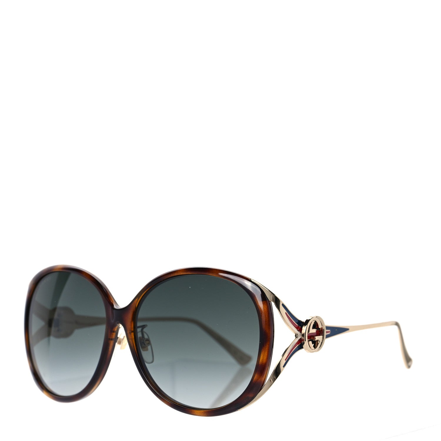 Gucci Acetate Round Frame Injected GG0226SK Sunglasses Tortoise 1 of 8