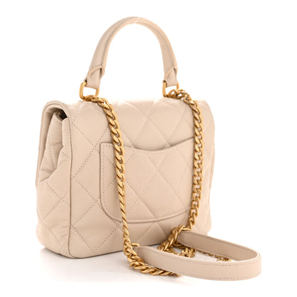 Chanel Shiny Caviar Quilted Mini Top Handle Flap Ecru 3 of 12