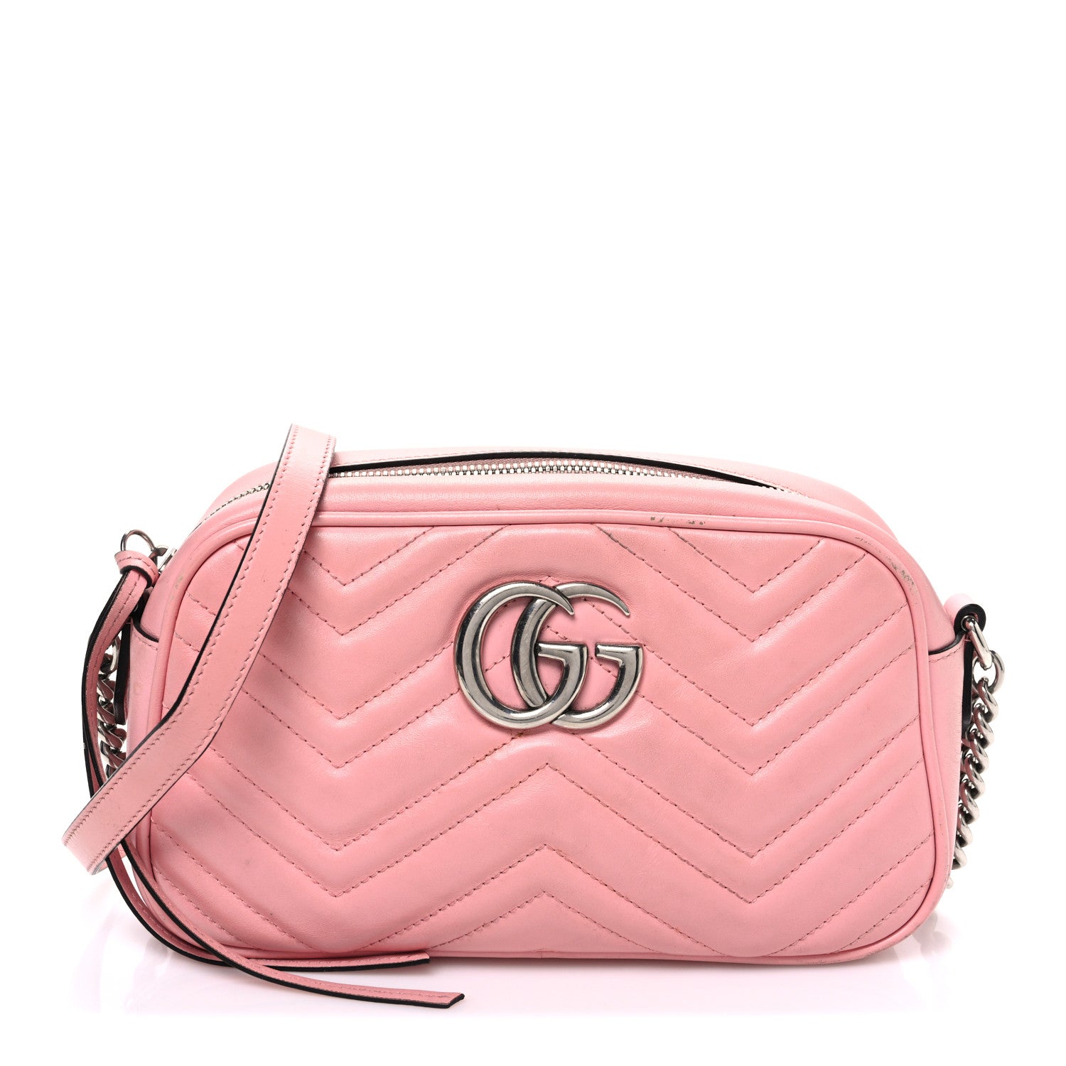 Gucci Calfskin Matelasse Small GG Marmont Chain Shoulder Bag Wild Rose 1 of 12