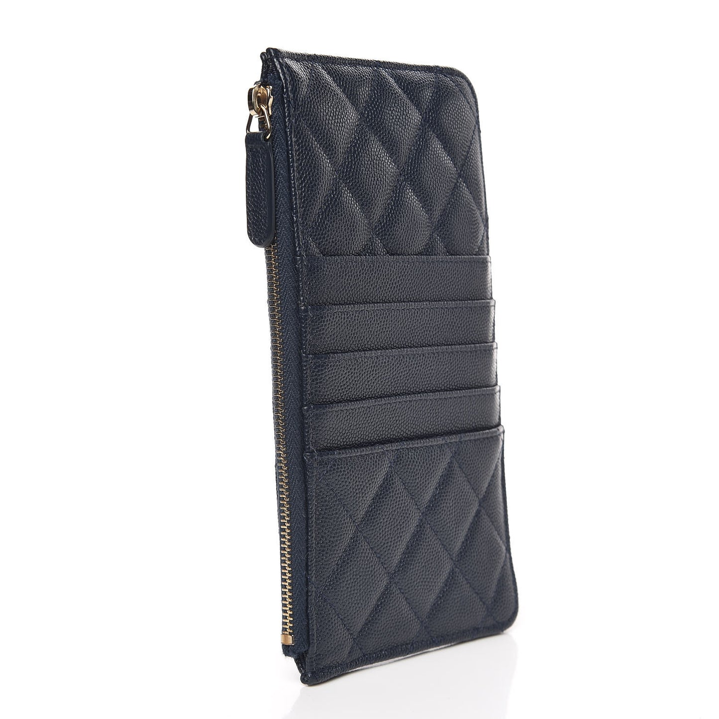 Caviar Quilted Classic Flat Wallet Pouch Navy
