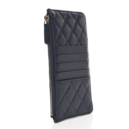 Chanel Caviar Quilted Classic Flat Wallet Pouch Navy 3 of 8