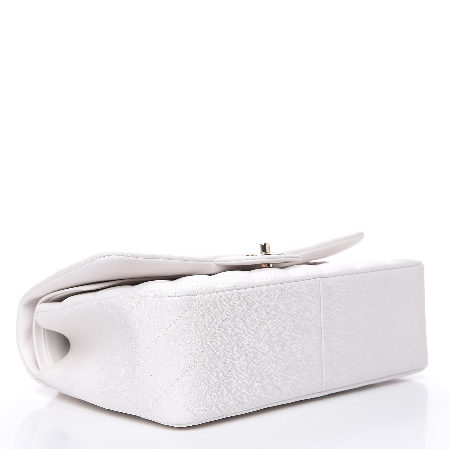 Caviar Quilted Jumbo Double Flap White