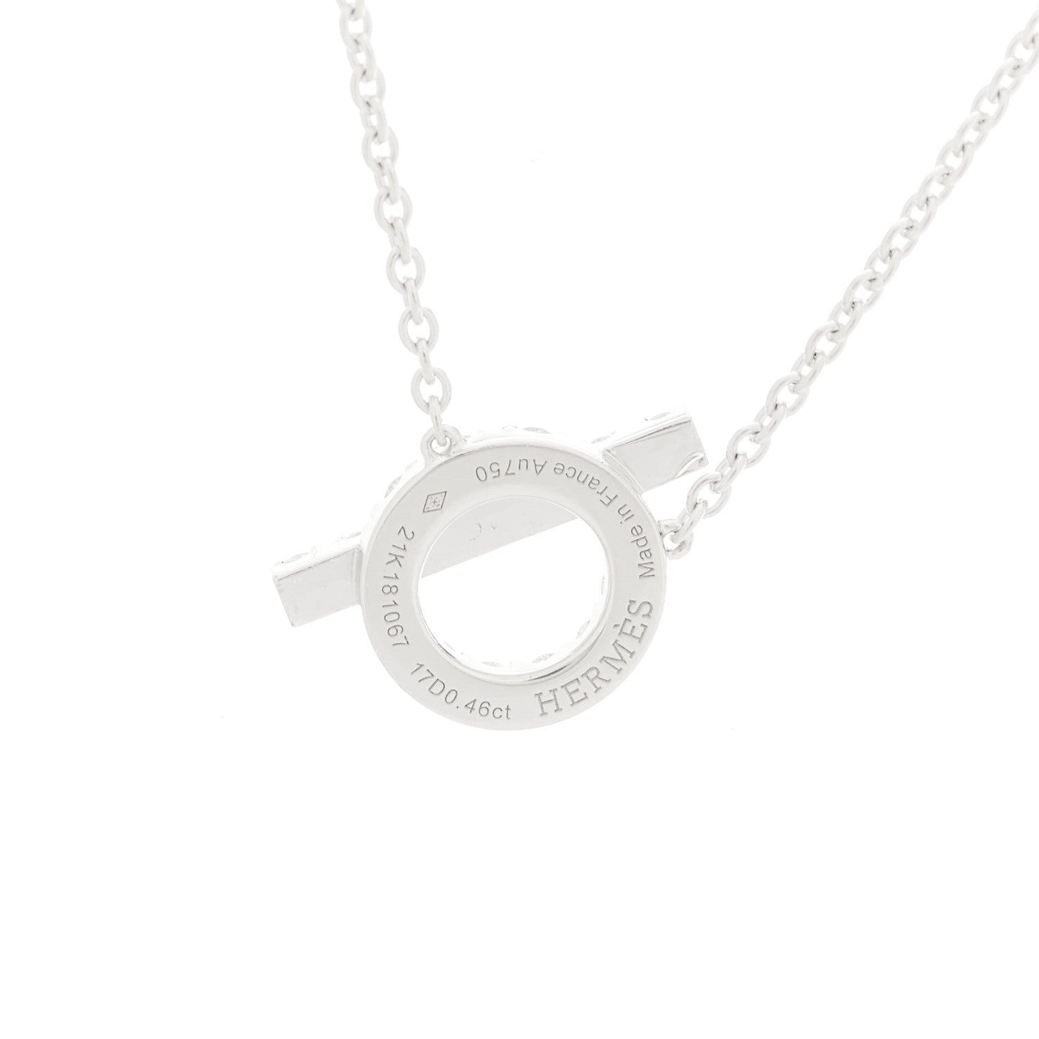 Hermes 18K White Gold Diamond Finesse Pendant Necklace 5 of 6