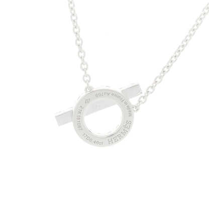 Hermes 18K White Gold Diamond Finesse Pendant Necklace 5 of 6