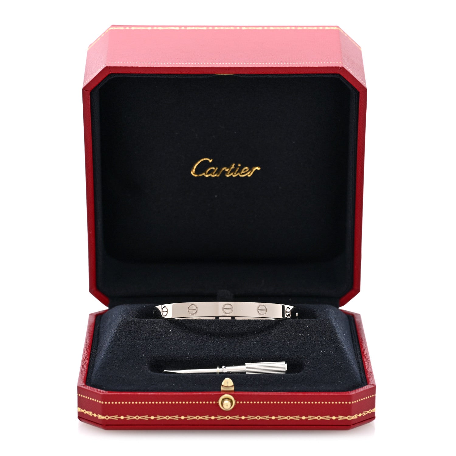 Cartier 18K White Gold LOVE Single Screw Bracelet 17 7 of 7