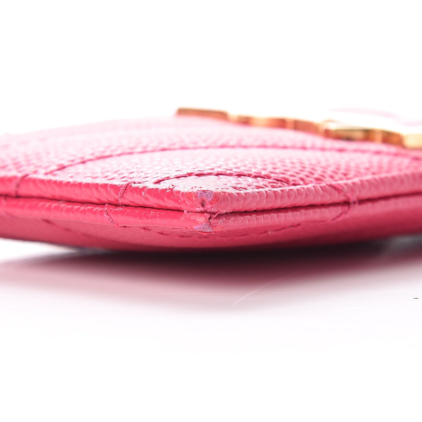 Grain De Poudre Matelasse Chevron Monogram Credit Card Case Fresh Fuxia