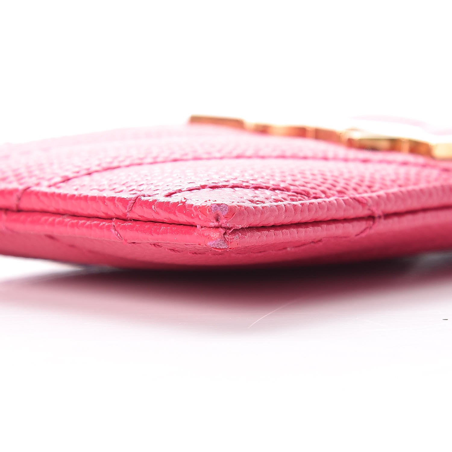 Saint Laurent Grain De Poudre Matelasse Chevron Monogram Credit Card Case Fresh Fuxia 8 of 11