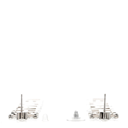 Chanel Crystal Chanel Logo Drop Earrings Silver 3 of 6