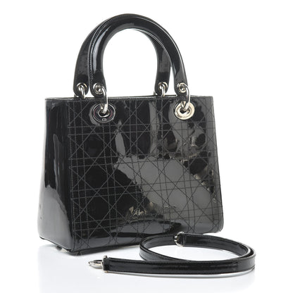 Christian Dior Patent Cannage Stitched Medium Lady Dior Black 3 of 13
