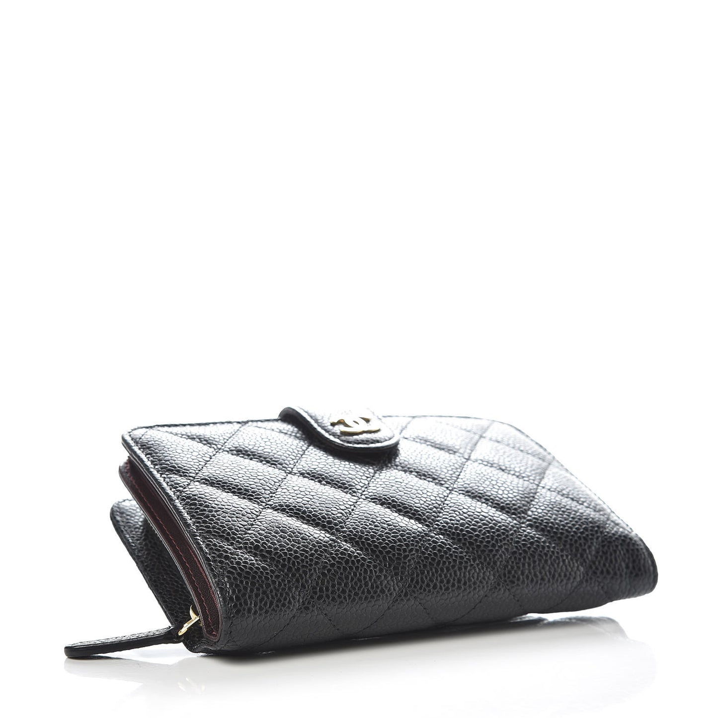 Caviar Quilted Zipped Pocket Wallet Black
