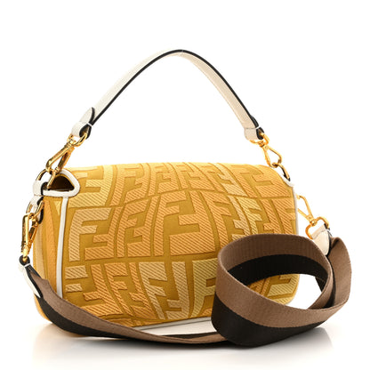 Fendi X SARA COLEMAN Canvas Vitello Seta FF Fish Eye Embroidered Baguette Mostarda White Ice 3 of 11