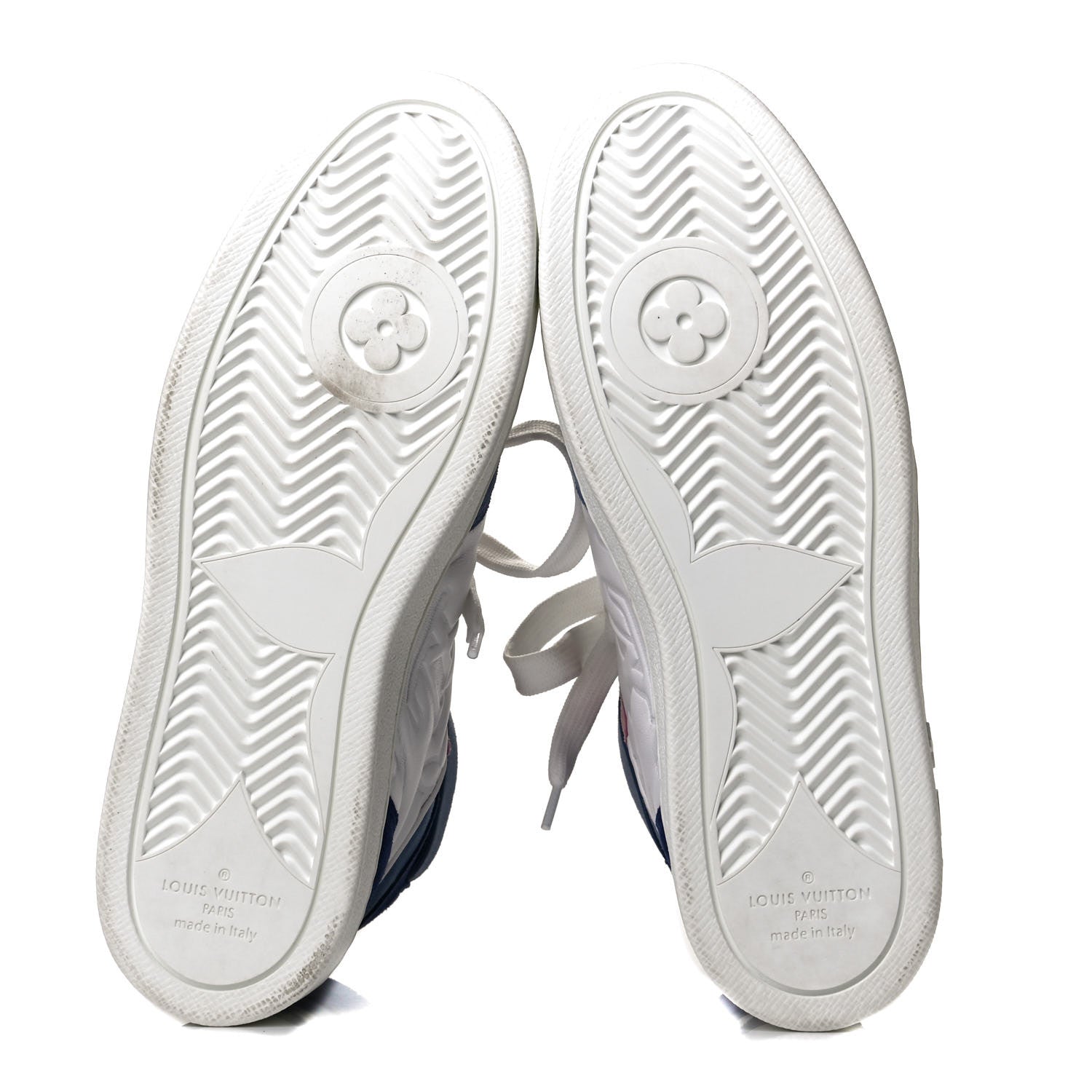 Louis Vuitton Sheepskin Embossed Suede Calfskin Womens Boombox High-Top Sneakers 38 White Denim Blue 4 of 4