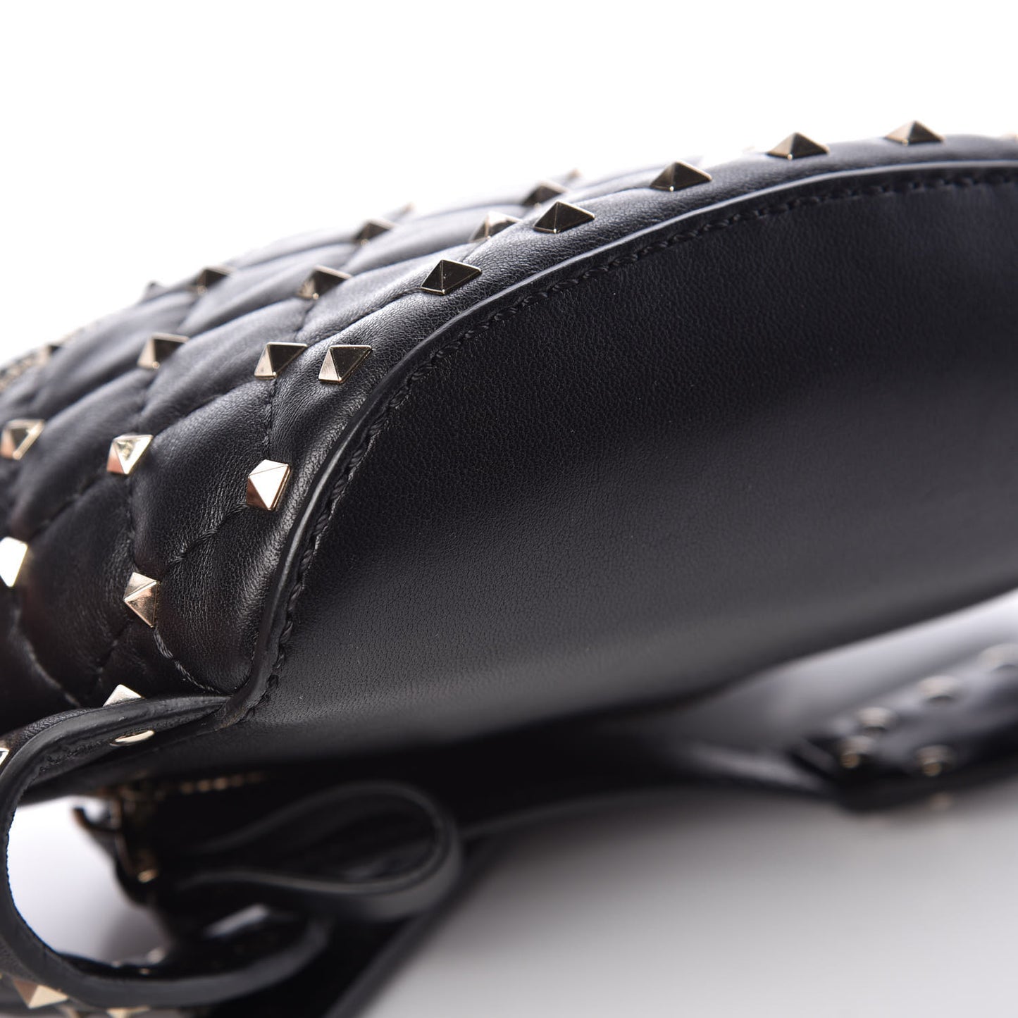Lambskin Rockstud Spike Belt Bag Black