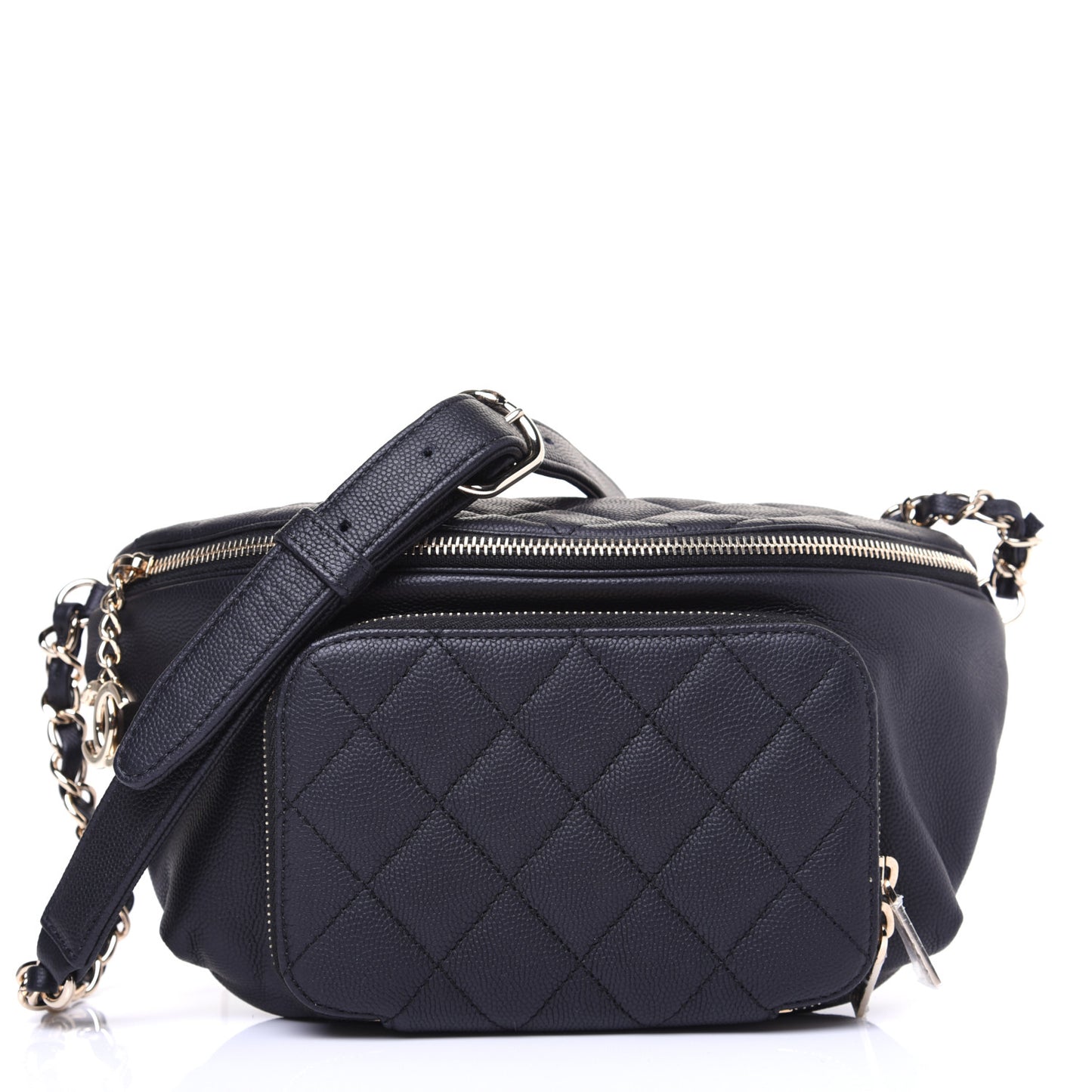 Caviar Quilted Business Affinity Waist Belt Bag Black