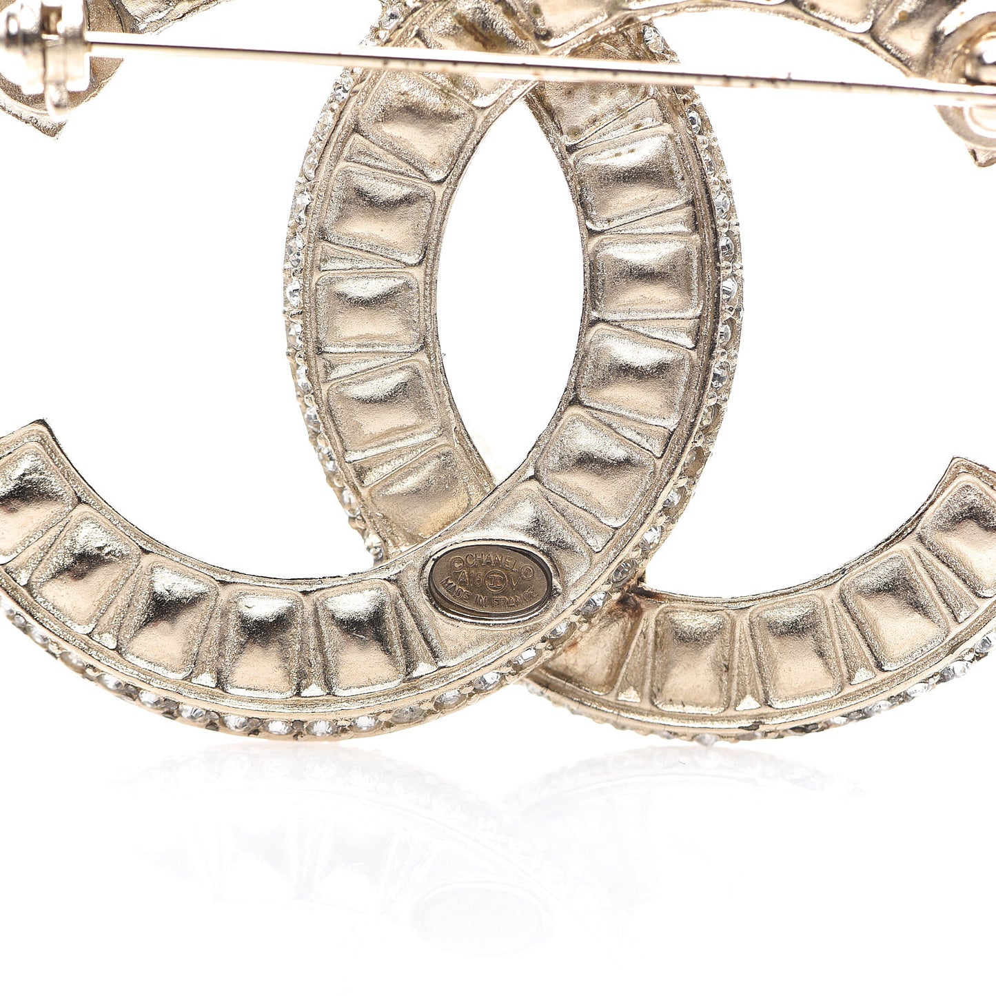 Baguette Crystal CC Brooch Gold