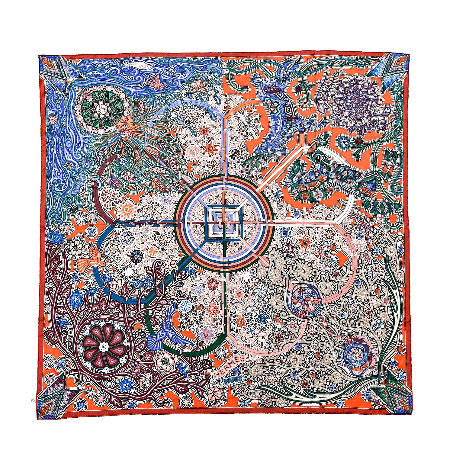 Hermes Cashmere Silk L'Arbre Du Vent Shawl 140 1 of 5