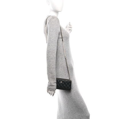 Chanel Lambskin Quilted Pearl Clutch With Chain Black 2 of 13