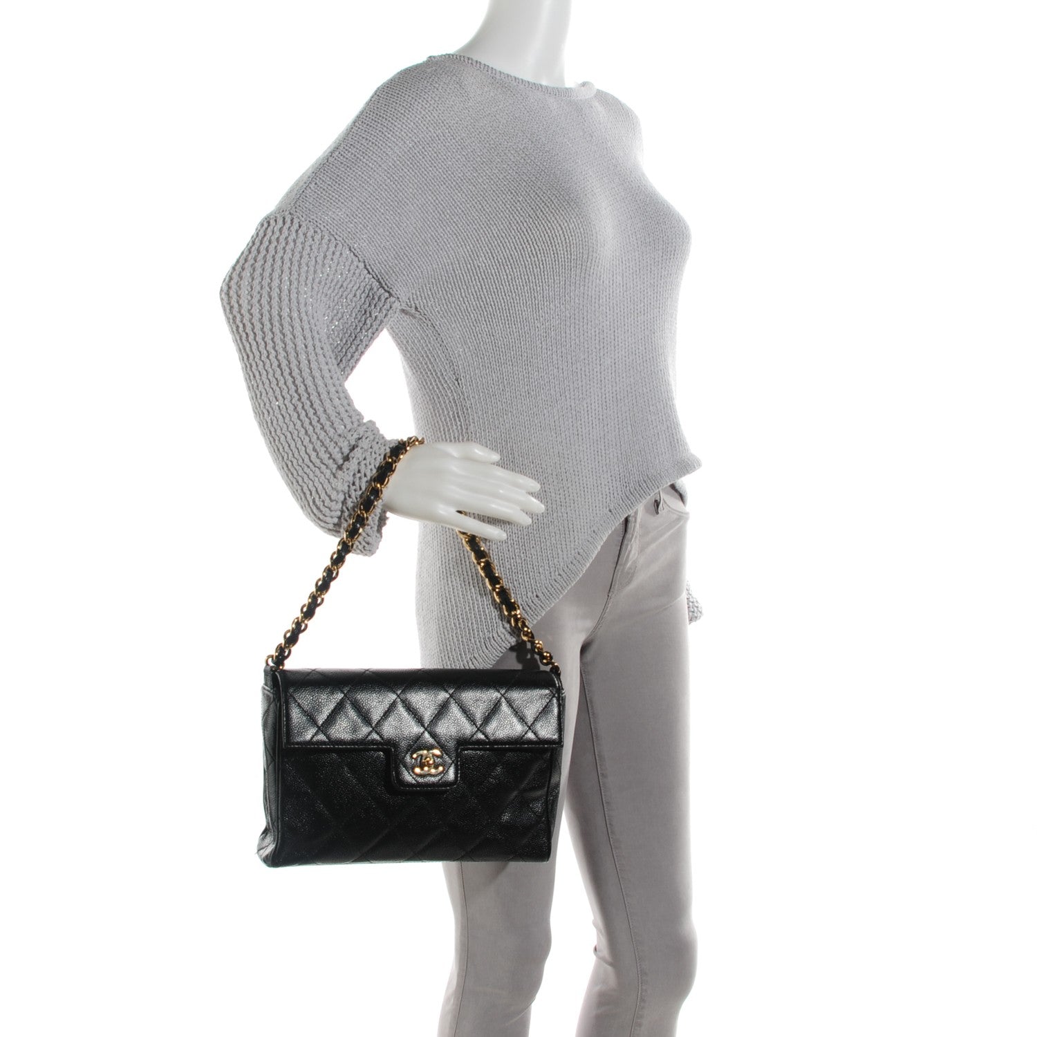 Chanel Caviar Quilted Single Flap Black 2 of 9