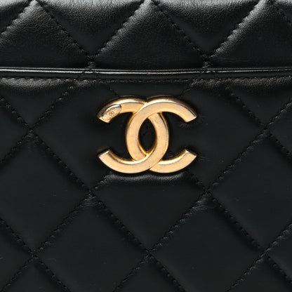 Chanel Shiny Calfskin Quilted Top Handle Vanity Black 9 of 11